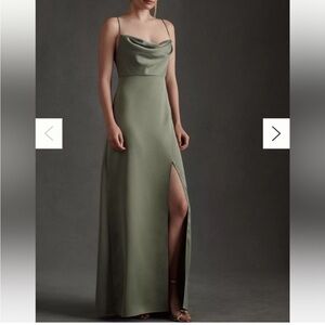 BHLDN Remy Cowl Neck Dress in Moss Green